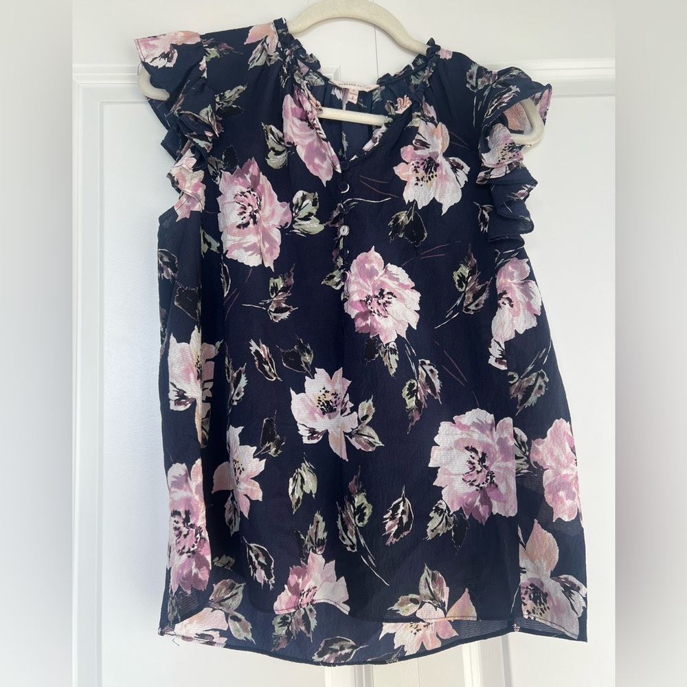 Rebecca Taylor Navy Floral Blouse